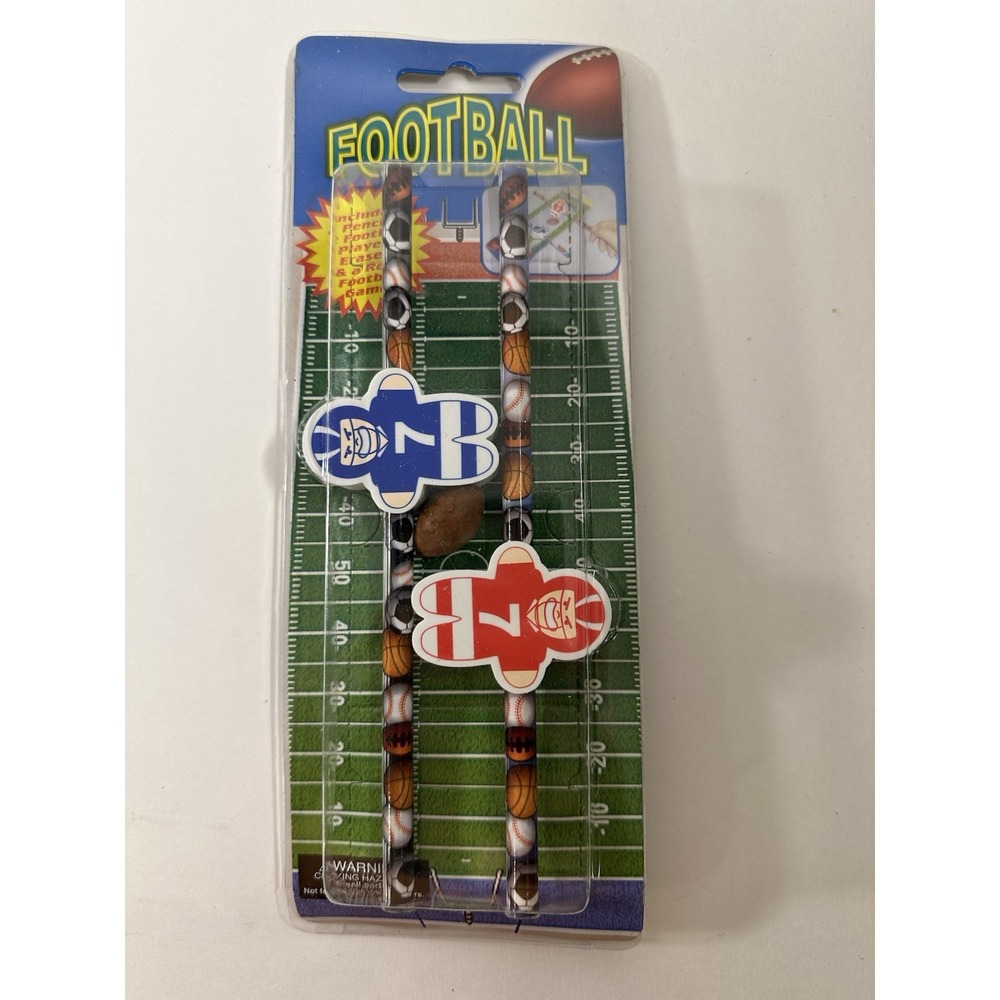 Football Pencil Set Buildable Field Packaging & Ball Eraser Fun Desk Game Gift